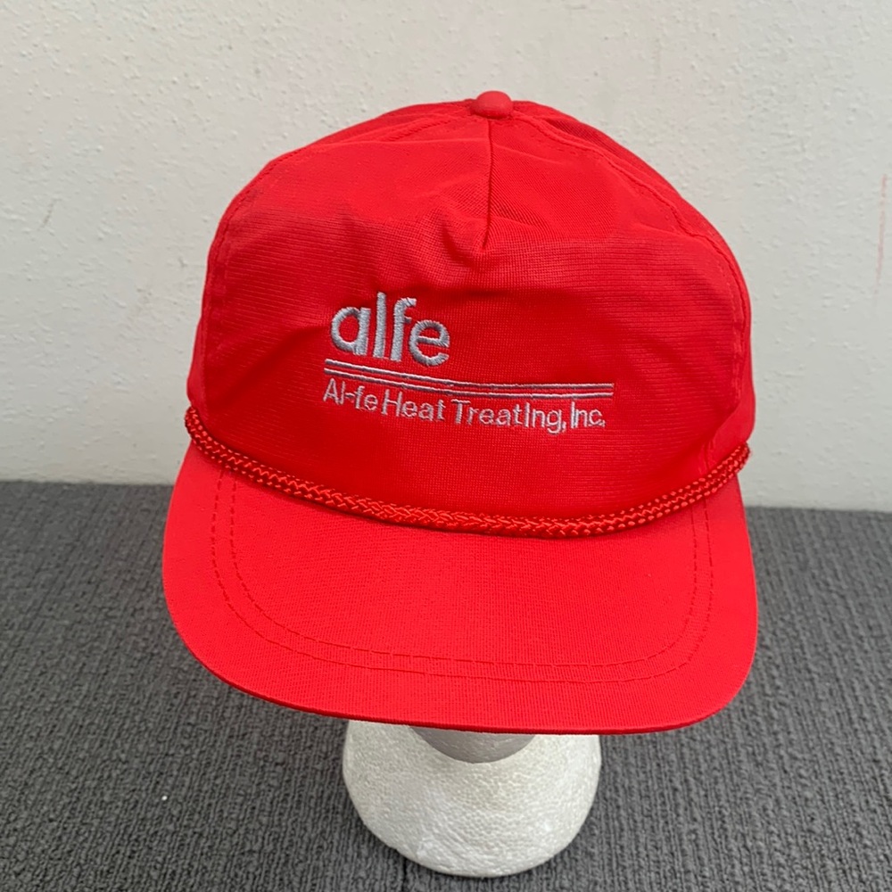 Vintage Alfe Al-fe Heat Treating Rope Snapback Hat Mens OSFA Red Sheer Mesh Back